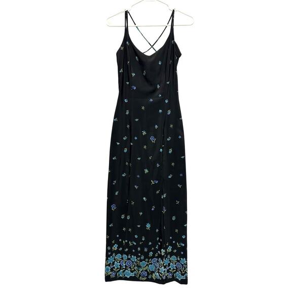 Rampage Black and Blue Floral Midi Dress - Picture 1 of 11